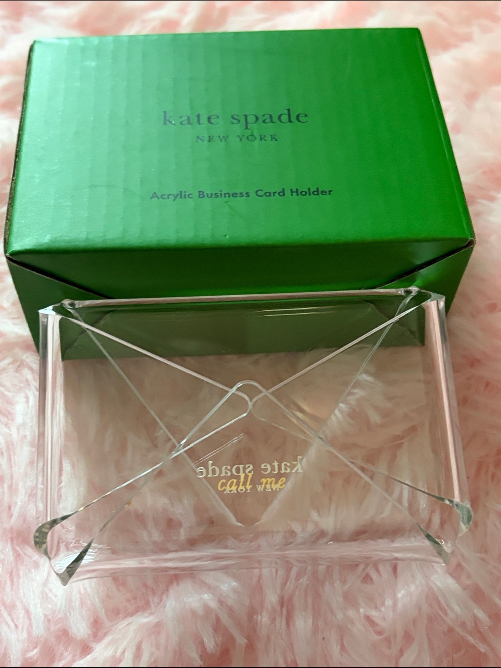 kate spade Clear Acrylic Card Holder with Gold Logo